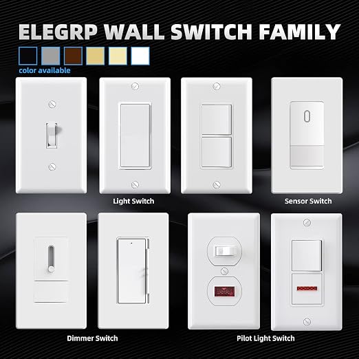 ELEGRP 4 Way Decorative Light Switch, 15Amp, 120-277 Volt, AC Decorator Rocker Paddle Wall Switch Replacement, Self-Grounding, Residential and Commercial Grade, UL Listed (10 Pack, Glossy White)