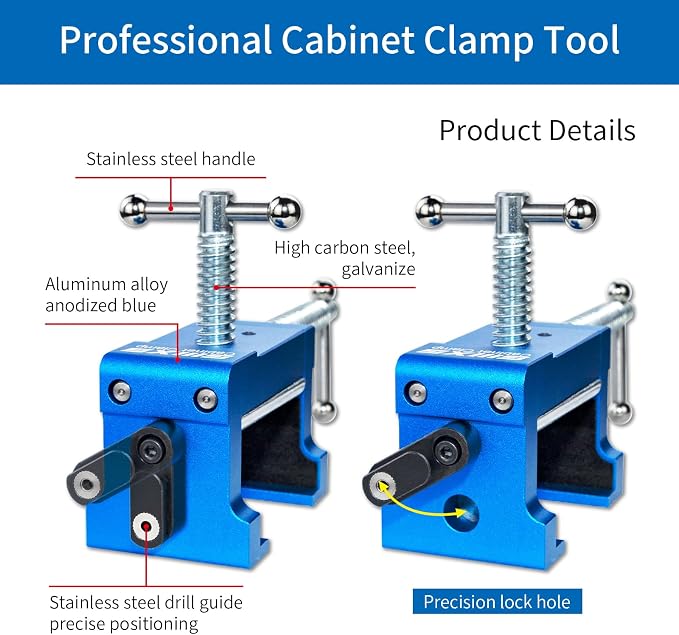 4-Pack Cabinet Clamps, Face Frame Clamps for Installing Cabinets, 450 lbs Load