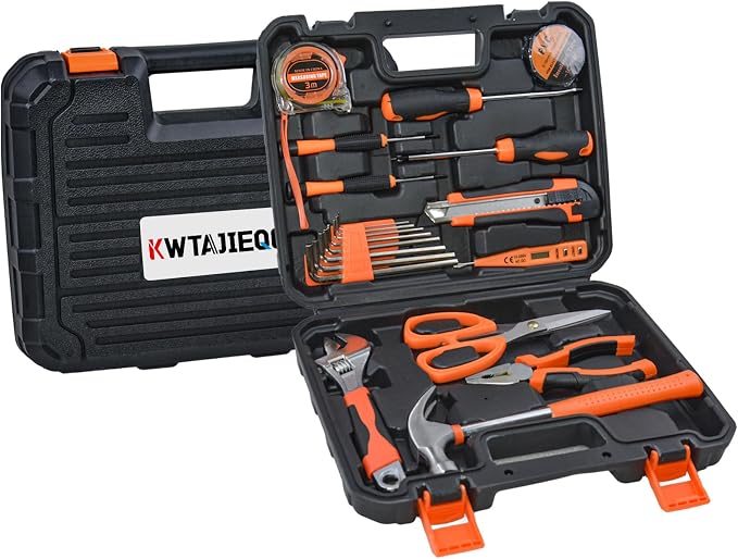 20 Piece Orange Home Tool Set, Home Repair Tool Kit for Men Women, And College Students, Comes With A Portable Storage Box And Can Be Used for Small Home Repairs And Outdoor Work