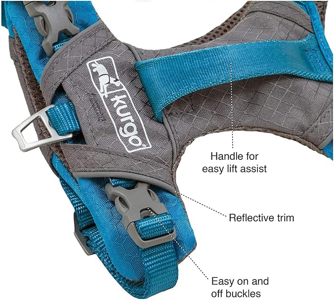 Kurgo Journey Air Dog Harness, Coral, Extra Large | Padded Chest, Ripstop Outer & Breathable Mesh, Back Assist Handle, Rust-Free Aluminum Hardware, Reflective Trim