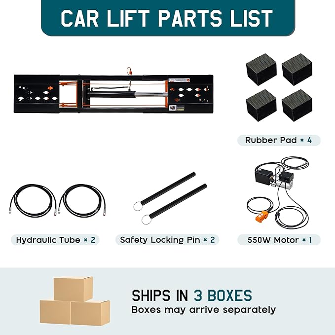 Albott 5000 LBS Portable Car Lift, Q355B Steel Quick Jack for Home Garage, 20.1" Max Height with Height Extension Blocks, Foldable Design & Wheels, Black & Orange