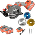 20V Mini Circular Saw Cordless,4-1/2" Compact Wireless Circular Saw 6.0Ah Battery, Fast Charger,6700 RPM, Max Cutting Depth 1-11/16"(90°), 1-1/8"(45°) with 3 Blades