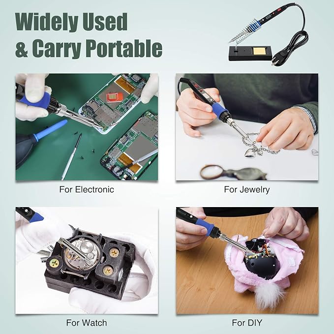 Soldering Iron Kit, 80W 110V LCD Digital Welding Tools, 356-896℉(180-480℃), Portable Adjustable Temperature Solder Irons, for Metal, Jewelry, Electric Repairing, DIY