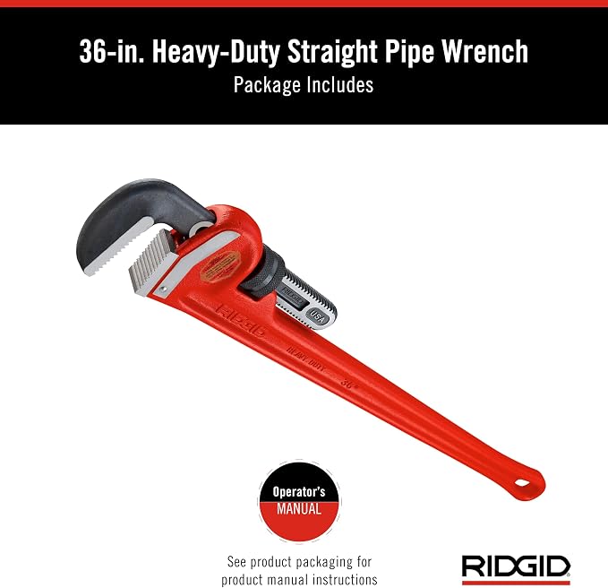 Ridgid 31035 model 36 Heavy-Duty Straight Pipe Wrench, 36" Plumbing Wrench