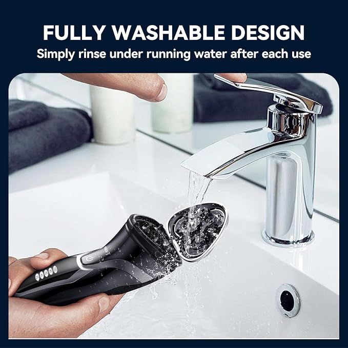 MAX-T Electric Razor for Men, 4D Rotary Shaver Razor for Men, Rechargeable Wet & Dry Shaver with Pop-Up Trimmer, IPX7 Waterproof, Type-C, Plug & Play