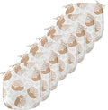 Lunarable Cinnamon Chair Seating Cushion Set of 8, Floral Pattern with Floating Tasty Rolls Dessert Bakery Themed Pattern, Anti-Slip Seat Padding for Kitchen & Patio, 16"x16", Sand Brown Champagne
