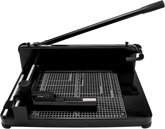 Heavy Duty Paper Cutter for A4 Paper,12'' 400 Sheets Capacity Guillotine Paper Cutter,Solid Steel Construction Stack Paper Trimmer for Office,Commercial Use,Double Safety Protection,Black (A4 12 Inch)