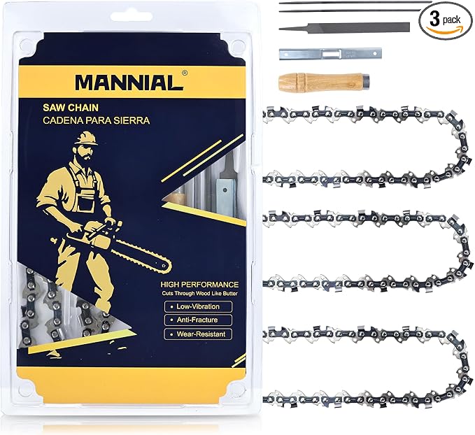 3 Pack 16 Inch Chainsaw Chain 3/8"LP .043" 56DL Fits Milwaukee, Ego, Dewalt