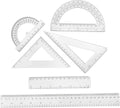 1 Set Clear Math Set, Plastic Protractor Triangle Rulers 12 Inch Straight Geometry, Transparent Measuring Tool for School Office Home Supplies