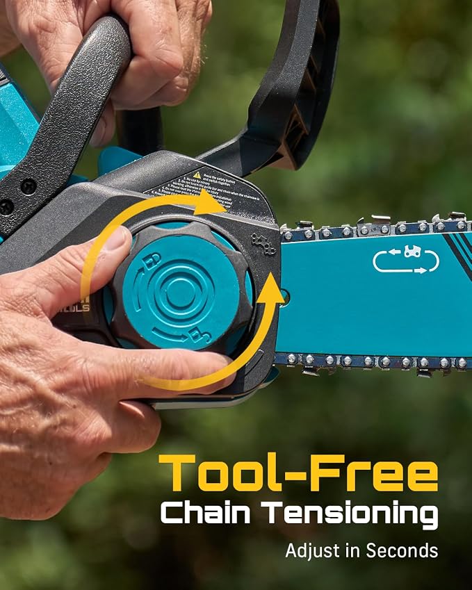 SEESII 40V 16 Inch & 12 Inch Cordless Electric Chainsaw 2×5.0Ah Batteries | 1600W Brushless Chain saw with Tool-Free Chain Tension, Auto Oiling for Tree Trimming, Firewood, Storm Cleanup,42ft/s
