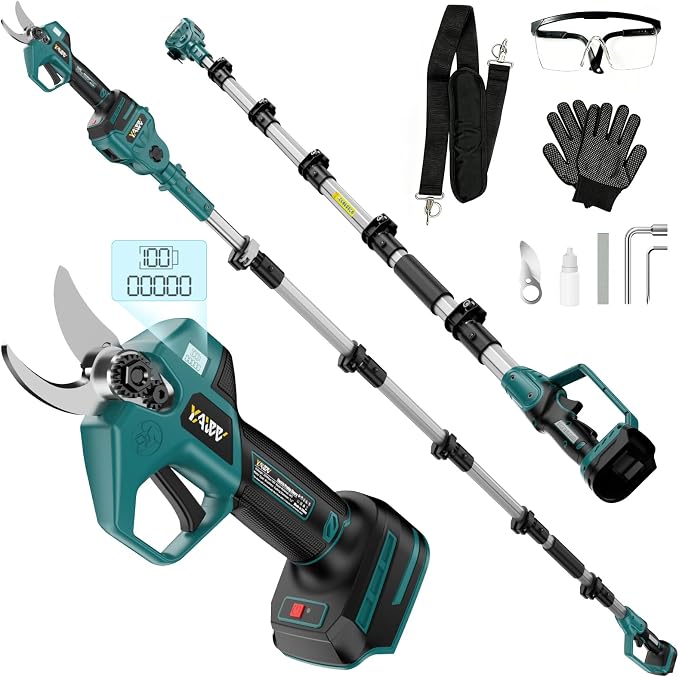 2-In-1 Electric Pruning Shears Set Compatible with Makta 18V Battery, 6.9FT Adjustable Pole Pruner with 1.2" Cut Brushless Electric Branch Cutter for Gardening & Tree Trimmer (No Battery)