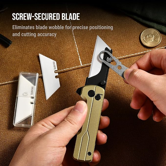 OKNIFE U1 Ultra Pocket Folding Utility Knife w/Ceramic Blade, Lightweight O-Aluminum Handle Button Lock EDC Box Cutter with Clip for Men Women (Stealth Grey)