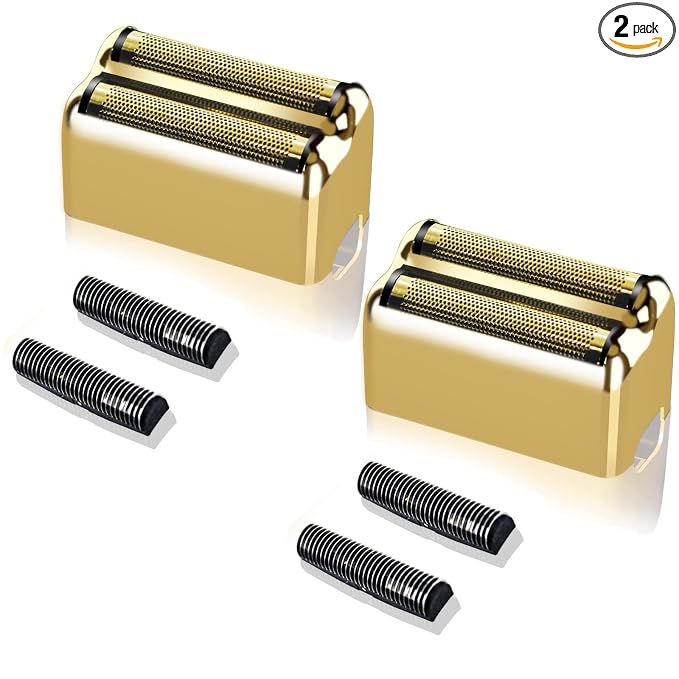 2 pack Professional Replacement Foil and Cutters for BaBylissPRO Barberology Double Foil Shaver, Compatible with BaBylissPRO Barberology FXFS2 Shaver，Gold