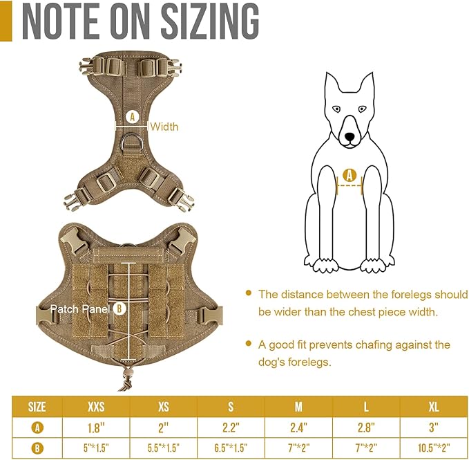 OneTigris Tactical Dog Harness with Handle No-Pull Adjustable for Small Dog | Military 1000D Pullable Nylon, Service Dog Vest with Hook & Loop Panels, Easy On & Off for Walking Hiking Training Brown XXS