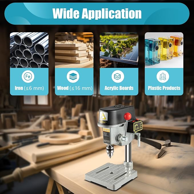 Mini Electric Bench Drill Stand, 3-Speed Benchtop Drill Press, 110V Low Noise Benchtop Variable Speed Drill Press Electric Bench Drilling Machine for DIY
