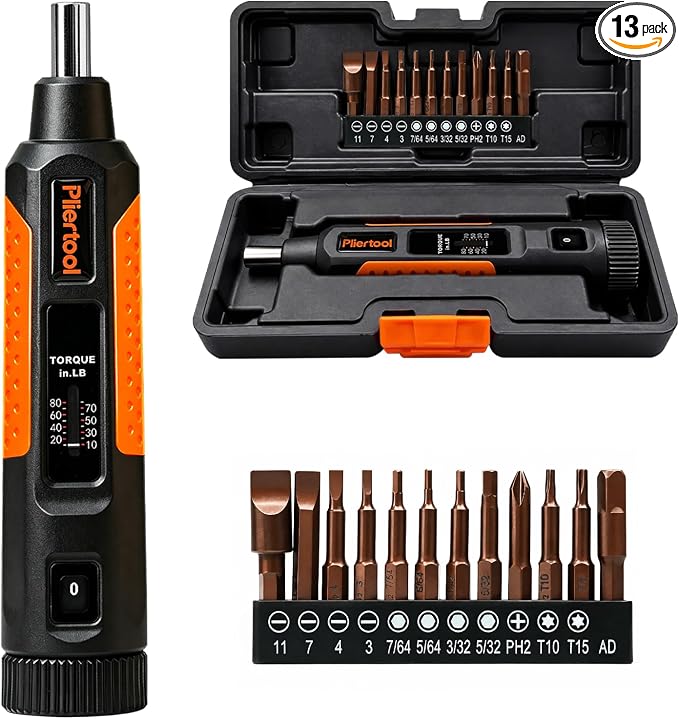 13Pcs Preset Torque Screwdriver Wrench Driver Set 10-80 Inch Pound | 1/4” Drive Torque Wrench Screwdriver Set with S2 Bits for Maintenance, Tools, Bike Repairing and Mounting
