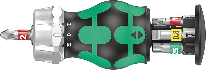 Wera 05008883001 Kraftform Kompakt Stubby magazine RA 1, Stubby Ratchet Screwdriver with Bit Magazine, 6 pieces
