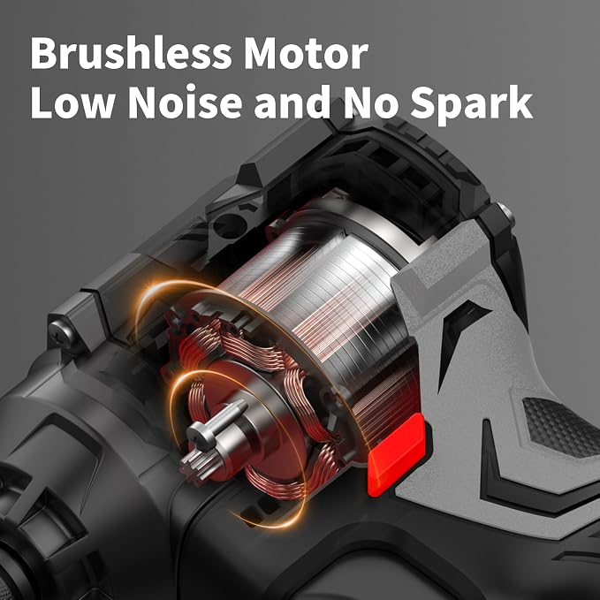 NAWIN Cordless Impact Driver Kit 16.8V Max Torque 140Nm（105ft-lbs）High Rotation Electric Impact Driver Brushless Motor Continuously Variable Rechargeable 1/4" impact driver 2.0Ah Batteries