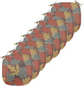 Lunarable Fall Leaves Chair Seating Cushion Set of 8, Large Leaf Silhouettes in Earth Tones, Anti-Slip Seat Padding for Kitchen & Patio, 16"x16", Paprika Multicolor