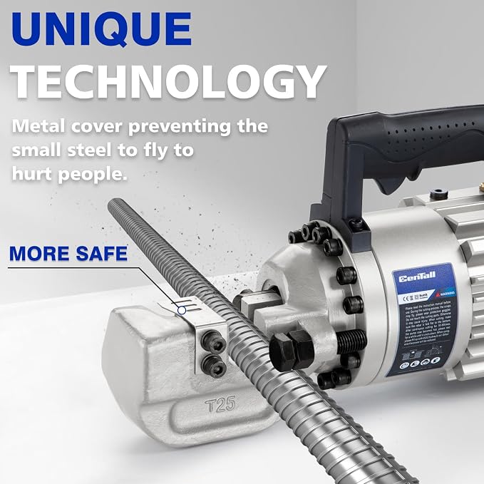 1" Electric Hydraulic Rebar Cutter 2-3S Cutting Speed Portable Rebar Cutter Cutting Rebar 4-25mm #8 120v/60hz (RC25 Blue/Black)