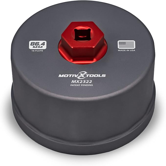 Motivx Tools MX2322-US 86.4mm 16 Flute Precision CNC Machined Aluminum Oil Filter Wrench Compatible with 2014 and Newer Volvo 2.0L 4 Cylinder Turbo Engines