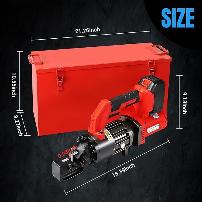 LOSCHEN Cordless Rebar Cutter,Electric Hydraulic Rebar Cutter,Portable Handheld Rebar Cutting Saw,Cutting up from 3/20" (4mm) #3 to 7/8" (22mm) #7 Rebar (Li-ion Battery Version)
