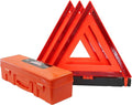 WORKKOOL 3 Pack Foldable Warning Reflective Triangles with Carrying Case, Heavy Base Roadside Triangles for Vehicles Breakdown, Safty Reflector DOT Approved(Sand Filled)…