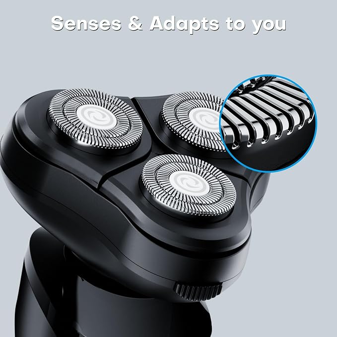4-in-1 Electric Shaver for Men, USB Rechargeable Rotary Shaver with Beard Trimmer, Facial Cleaning Brush, Nose Hair Trimmer, and Sideburns Cutter
