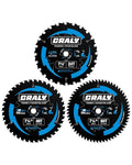 CRALY 7-1/4 Inch 24&40&60 Teeth Wood Cutting Framing/Fine Finish Circular Saw Blade, 5/8 Inch Arbor, Carbide Tipped, Thin Kerf, Black Ice™, for Plywood, MDF, OSB, Laminated, 3-Pack(C07244060-3)