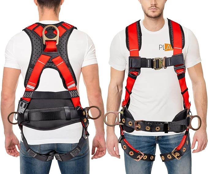 Hammerhead 5pt Safety Harness Back Padded, QCB Chest, Tongue Buckel Legs Straps, Back & Side D-Rings