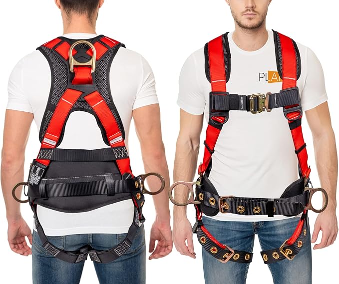 Hammerhead 5pt Safety Harness Back Padded, QCB Chest, Tongue Buckel Legs Straps, Back & Side D-Rings