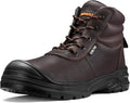 NINGO Steel Toe Work Boots for Men, Non Slip & Puncture Resistant Construction Boots with Breathable Lining, EH Protection, Comfortable Mens Safety Leather Work Shoes for Industrial, Walking Warehouse