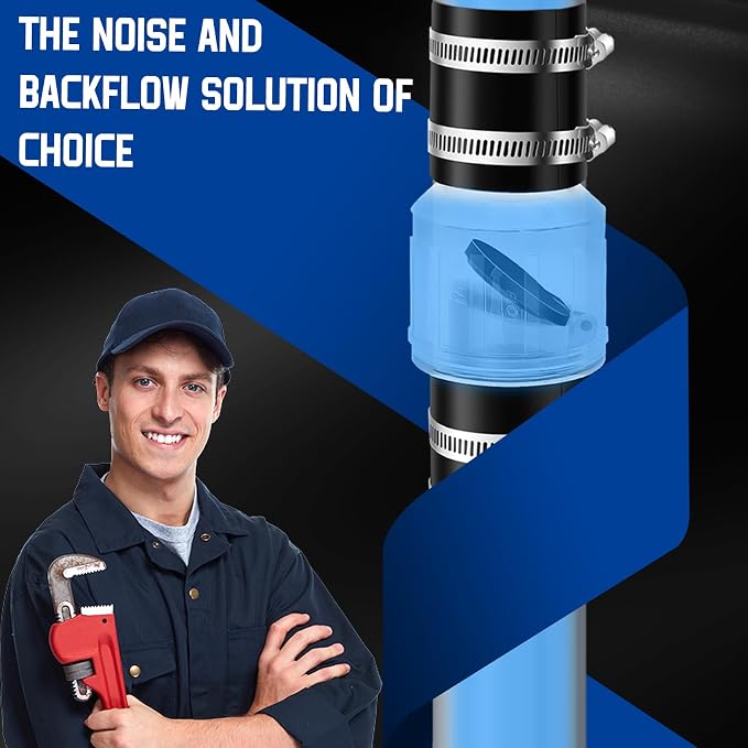2" Check Valve-Silent Sump Pump Check Valve with Spring-Loaded Flapper, Check Valve for Backflow Prevention, Includes Steel Clamps Fit 7-1/4" Gap in 2-Inch Schedule 40 PVC
