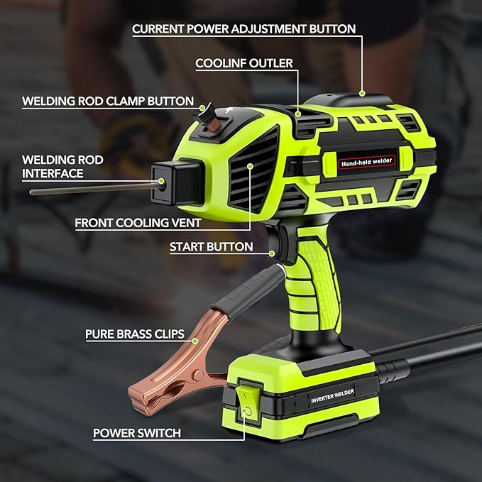 Portable Welding Machine, 110V Handheld Welder with 30PCS Rods & Auto Darkening Goggles, Electric ARC Welder Gun with IGBT Inverter 5 Variable Current Adjustment Fits for 3/32" Welding Rods