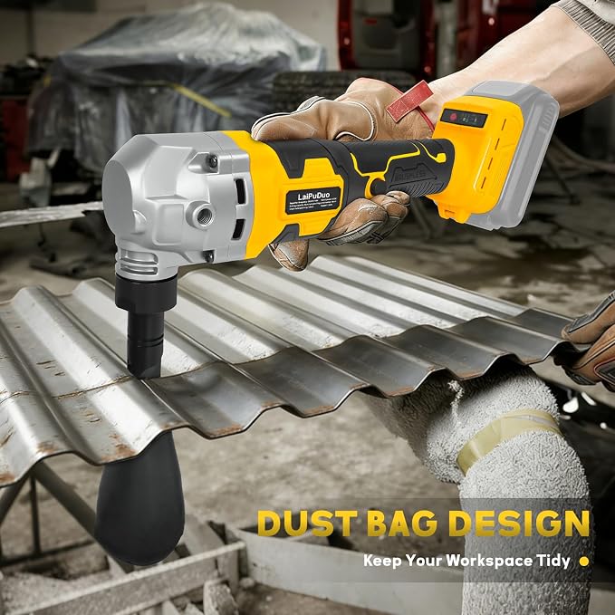 Cordless Metal Nibbler for DeWalt 20V Battery, Brushless Nibbler Metal Cutter with 3 Speed, Electric Nibbler Steel Cutter for Stainless Steel, Aluminium, 30000RPM, Dusty Bags, 2 Blades(No battery)