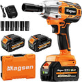 Cordless Impact Wrench 700 FT-LBS(950N.m) 1/2 Impact Gun High Torque Electric Impact Driver Cordless Impact Wrench with 21V 2x4.0Ah Battery 6 Sockets&Case for Home Car Tire Lug Nut Removal Tool