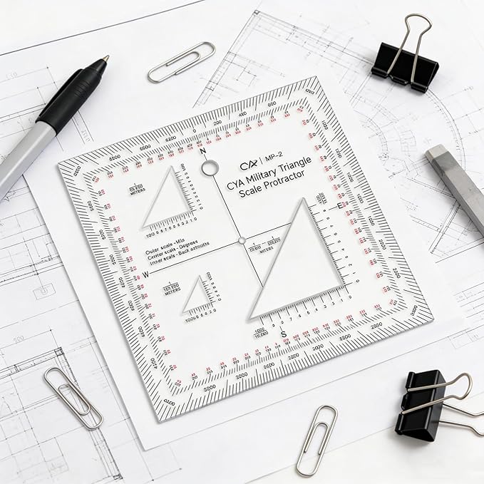 5 Inch Military Map Protractor Military Style Utm/mgrs Coordinate Scale Map Perfectly Cut Land Navigation Protractor Maps Reading and Grid Coordinate Reader
