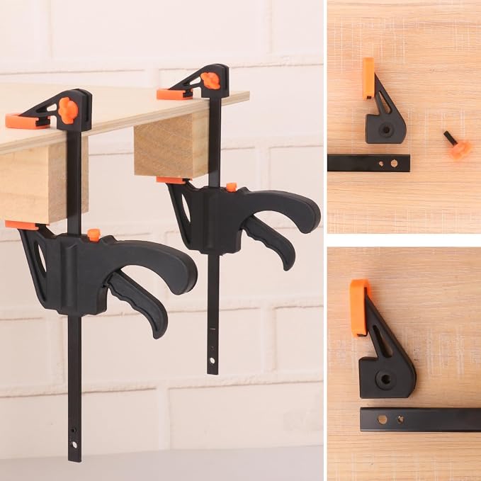 14 PCS 4 Inch Bar Clamps for Woodworking, Orange E-Z Hold Woodworking Bar Clamps Set, One-Handed Quick F Clamps, F Clamps Set for Carpenters & Woodworkers Tools