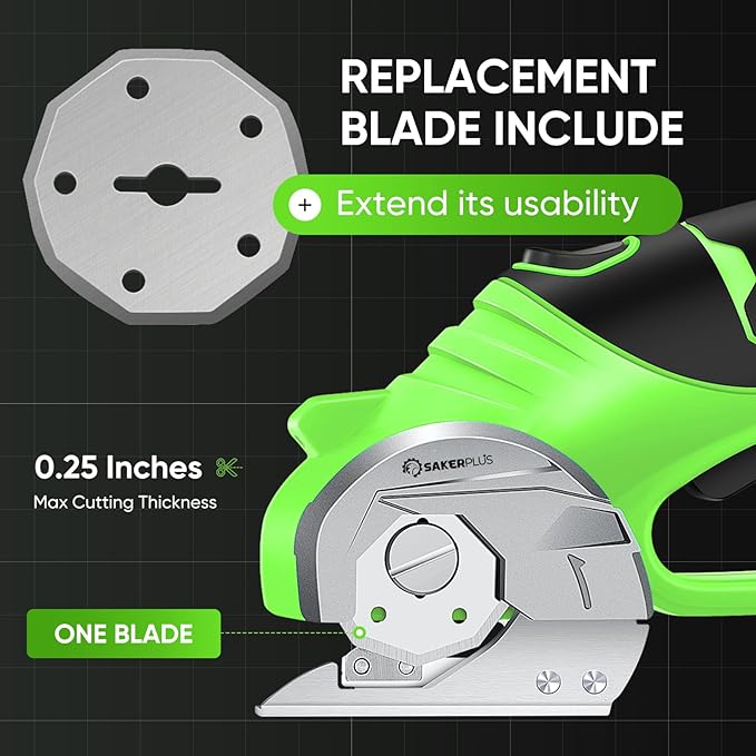 Sakerplus Cordless Electric Scissors, 4V Rechargeable Cardboard Cutter, Cordless Box Cutter, Powerful Cardboard Scissors with Blade, LED Light, Safety Lock for Cutting Fabric Leather