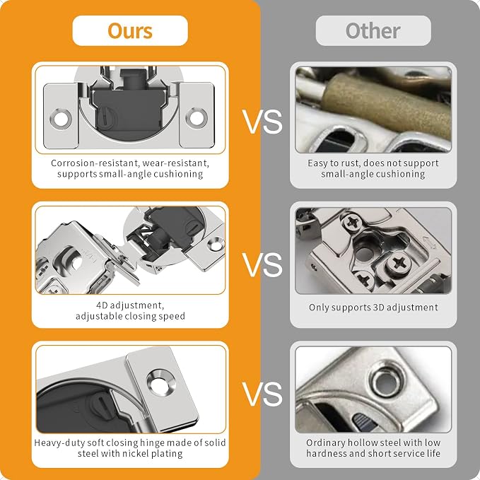 Chibery 10 Pack 1-1/2" Overlay 4D Soft Close Concealed Hinges for Face Frame Door, Adjustable Closing Speed, Smooth Slow Self Close Hinges, Satin Nickel, 105° Open Angle Stainless Steel Cabinet Hinges