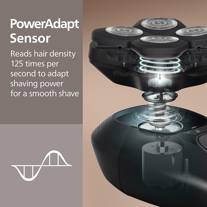 Philips Norelco Head Shaver Pro 9000 Series - Electric Shaver for Men and Women, 360° Flexing Head & ComfortCut Blades for Clean Shave, Gentle on Skin, Model HS9980/40