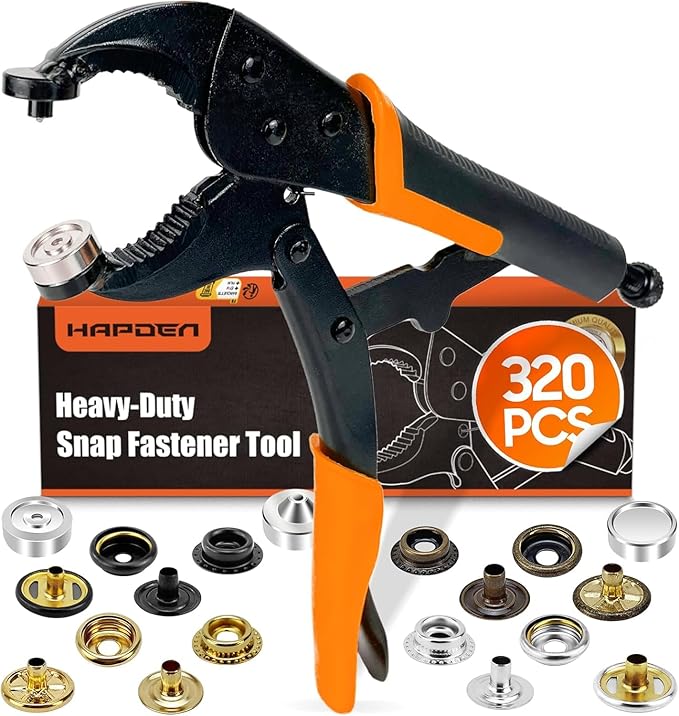 Snap Tool for Boat Covers, Heavy Duty Snap Fastener Tool, Snap Installation Tool with 320 PCS 4 Color 15mm Metal Snaps for Fabric
