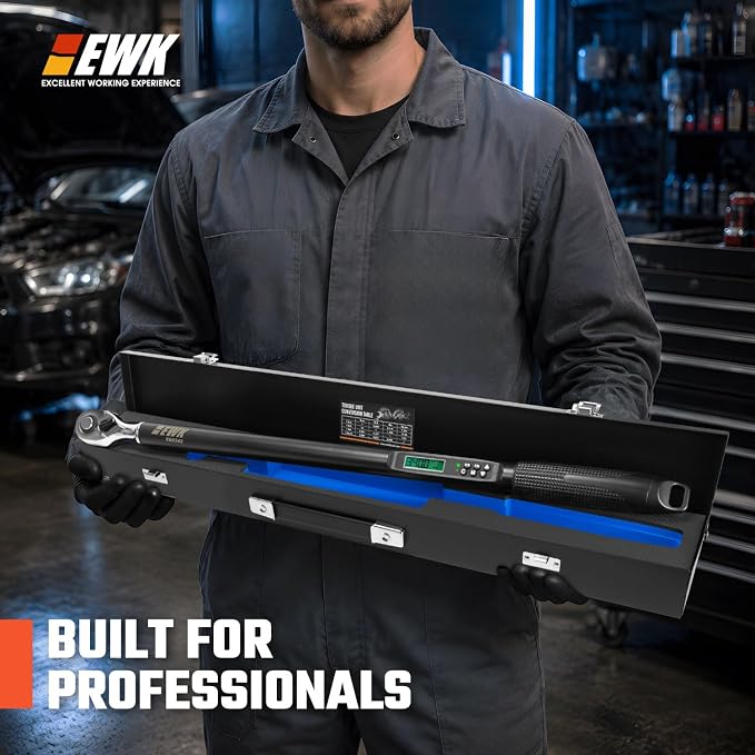 1/2" Drive Digital Torque Wrench 12.5-250 ft-lbs (17-340 Nm), High-Precision and Easy-to-Read, ±1.5% Accuracy for Car, Truck, Motorcycle & DIY Repairs | ISO 6789, ±1.5% clockwise / ±2.5% counterclockwise, LCD Display, LED Buzzer Vibration Alert, 30 Mem...