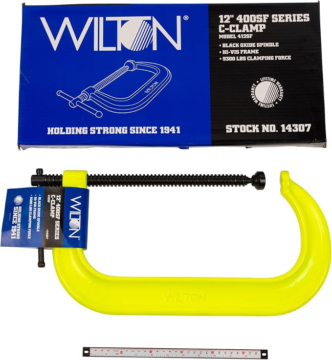 Wilton Hi-Vis C-Clamp, 12-1/4" Opening, 6-1/4" Throat, 9300 Lbs. Clamping Force (Model 412-SF)