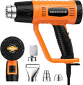 SEEKONE Heat Gun 1800W Heavy Duty Fast Heat Hot Air Gun Kit with 752℉&1112℉（400℃-600℃） Dual-Temperature Settings and 4 Nozzles with Overheat Protection for Crafts, Shrinking PVC, Stripping Paint