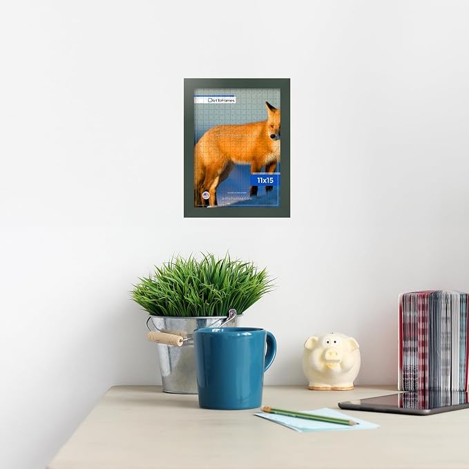 ArtToFrames Puzzle Frame for Buffalo Games 100 Piece Jigsaw Puzzles, 11x15 Inch (28x38 cm), Fern Green Engineered Wood with Regular Glass, Ready to Hang Puzzle Display