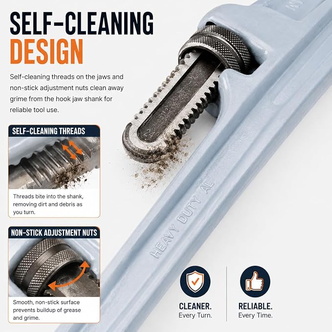 Stark USA 3PCS Aluminum Pipe Wrench Adjustable Jaw Plumbing Pipe Wrench (14" 18" 24" inch) Construction & Mechanics Wrench Set, 3-Pieces Set Straight Handle Plumbing Wrenches Adjustable