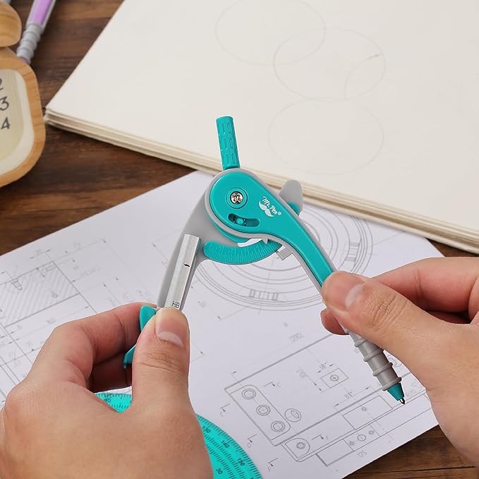 Mr. Pen- Geometry Compass and Protractor Set, 6 Inch Compass, 6 Inch Protractor, Drawing Tool for School, Clear Plastic, Easy Grip, Precision Design for Math, Art, Drafting, Architecture