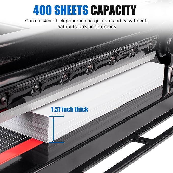 Heavy Duty Paper Cutter for A4 Paper,12'' 400 Sheets Capacity Guillotine Paper Cutter,Solid Steel Construction Stack Paper Trimmer for Office,Commercial Use,Double Safety Protection,Black (A4 12 Inch)