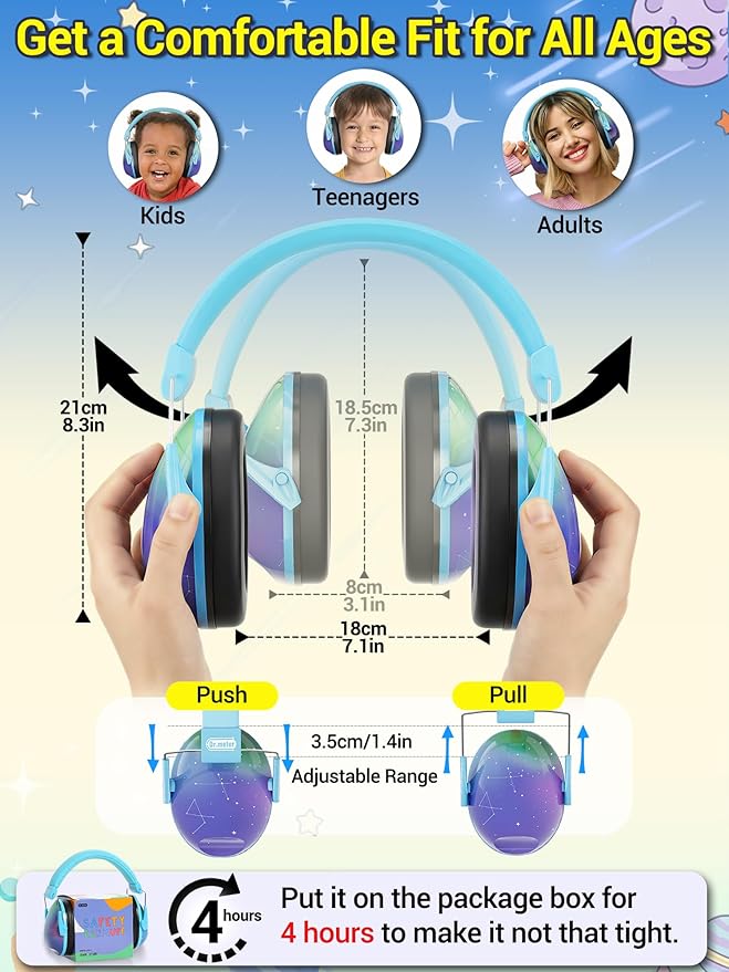 Dr.meter Kids Ear Protection for Monster Jam, 27.4dB Noise Cancelling Headphones for Kids Adults, Adjustable Ear Muffs for Noise Reduction for Austim, Fireworks, Concerts and Sports Events
